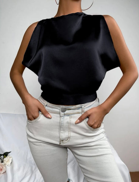 Tie Back Slit Half Sleeve Blouse