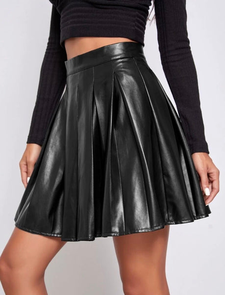 Leather pleated 2025 skirt 48