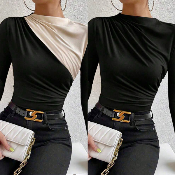 Colorblock Top (2 options Solid Black or Black and Tan)