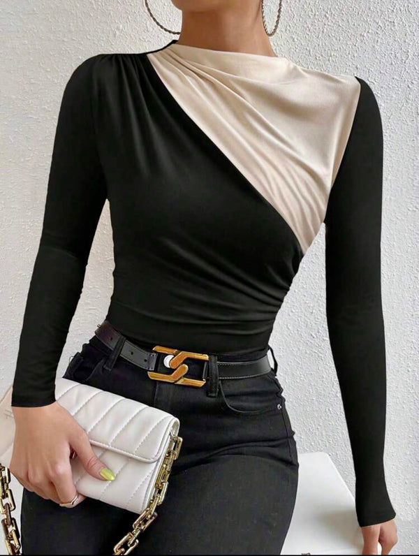 Colorblock Top (2 options Solid Black or Black and Tan)