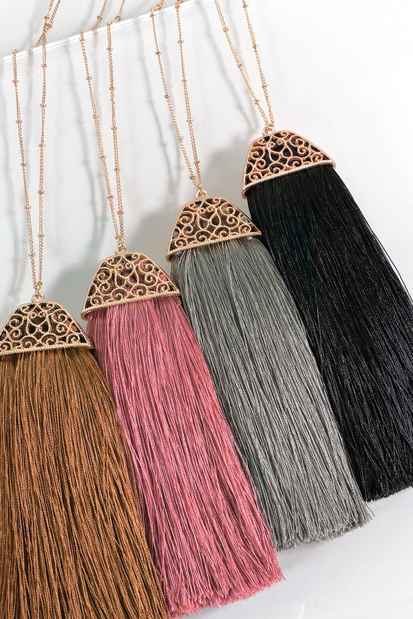 Gold and Grey tassle necklace 