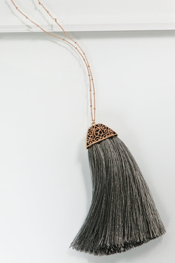 Gold and Grey tassle necklace 
