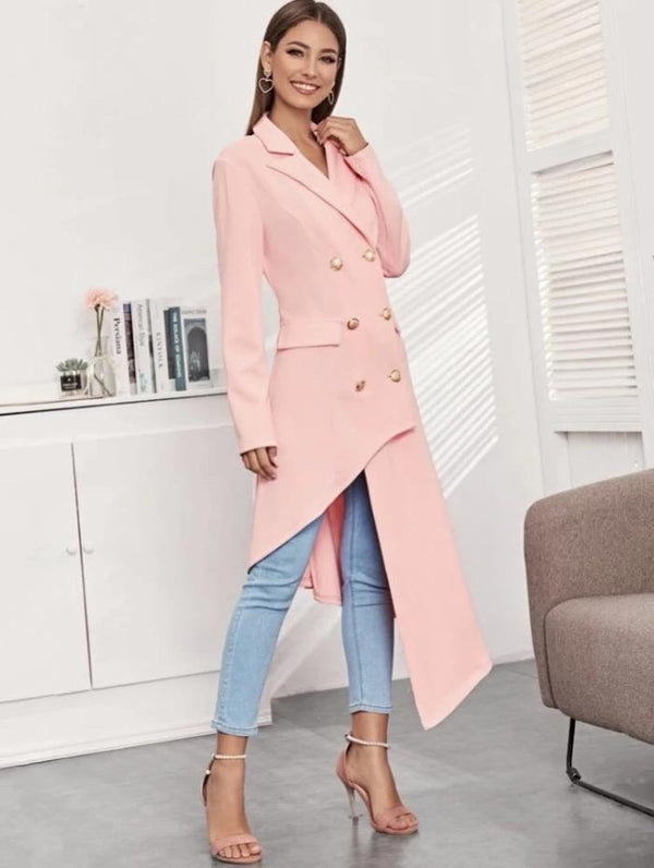 Pastel Pink Asymmetrical Blazer