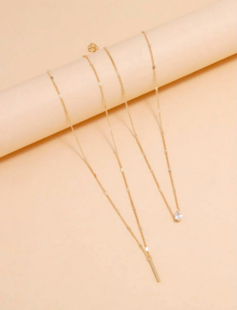 Crystal and Gold-Bar necklace set