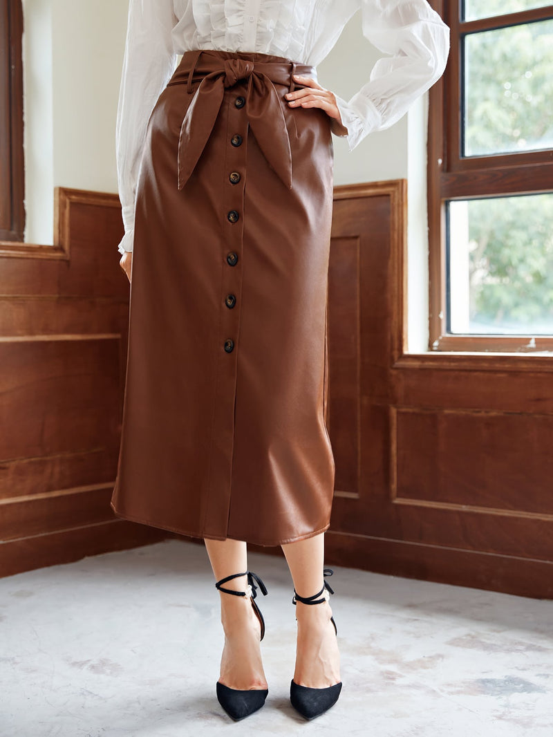 Saddle Brown vegan leather skirt – Fashion Paint Boutique
