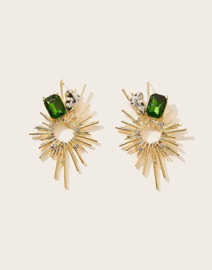 Emerald and Crystal stud earrings
