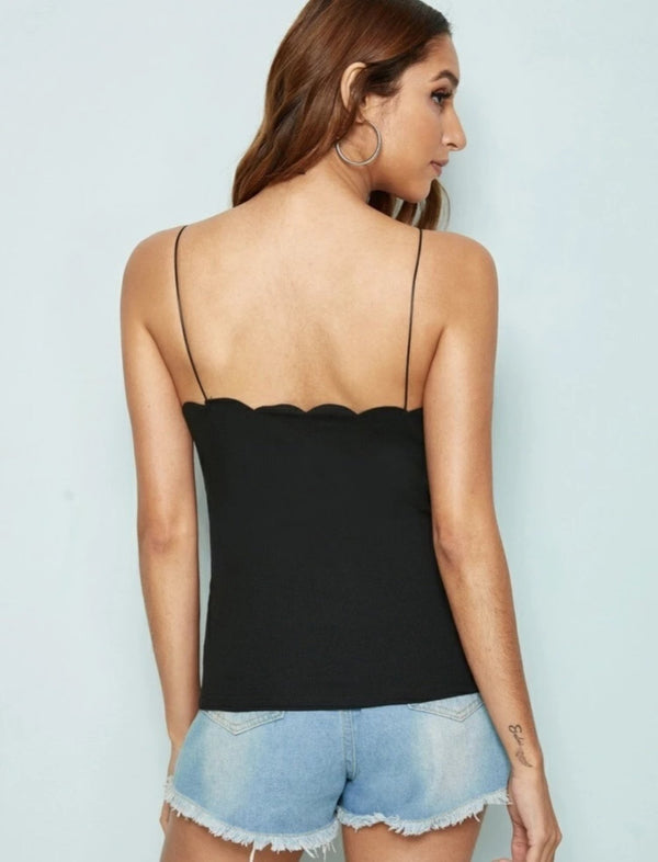 Moon trim camisole with leather straps