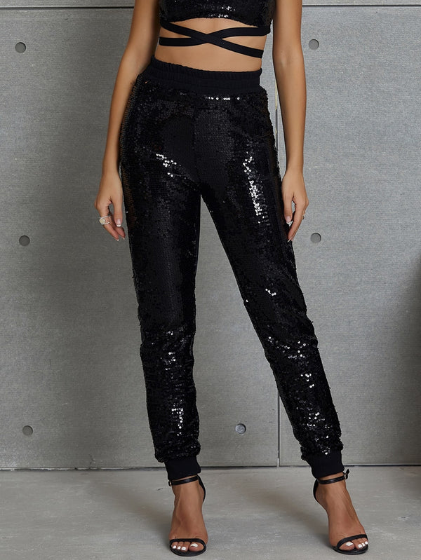 Onyx Black Sequin Bottoms